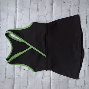 lululemon athletica Black & Green Racerback Tank Top Sports Bra Size 8 Small